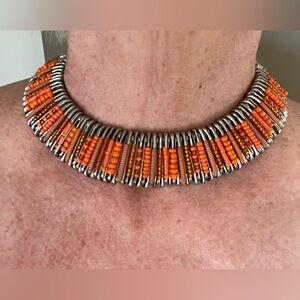 Super Fun Safety Pin Beaded Choker Necklace